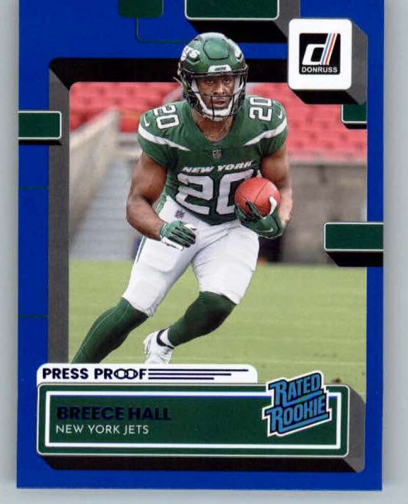 2022 Donruss Press Proof Blue #314 Breece Hall New York Jets Football Rookie RC