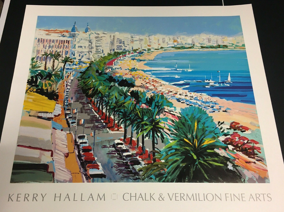 Kerry Hallam シルクスクリーン アートカンヌD 137 / 250 Cannes by Kerry Hallam Art Print Chalk Vermilion 1994 Offset