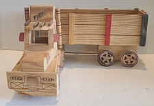 Semirremolque de madera de juguete y remolque hecho a mano 16" de largo DINA & J.B Uniroyal leer***