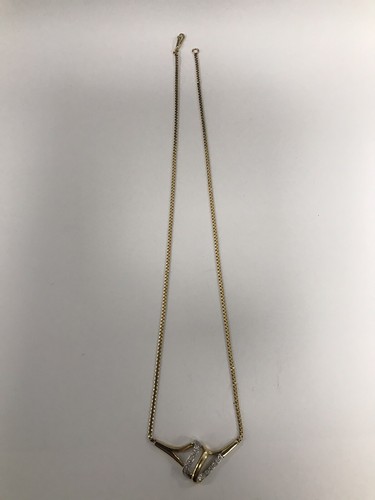 14k 2-Tone Gold Diamond Necklace, 16.5" Length, 6.2 Grams - Picture 4 of 9