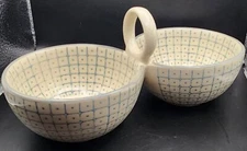 Bloomingville Elizabeth Ceramic Double Candy Nut Serving Bowl w/ Handle