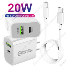 20W USB-C Fast Charger PD Adapter Cable For iPhone 14/13/12/11 X XS XR Pro iPad