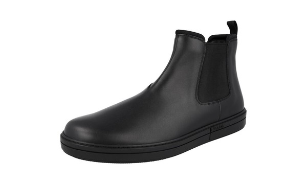 Prada Leder High-Top Sneaker Chelsea Boots Stiefelette Schwarz Neu - 9 43-image