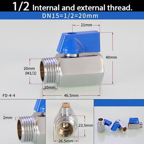 Ball Valve 1/8" ~ 1/2" Bsp Male Female Air Compressor To Hose Mini Ball Valve - Picture 22 of 23