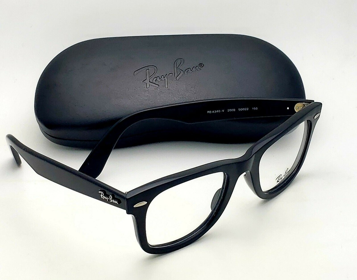 メガネ・老眼鏡 rayban  case only New RAY-BAN Rx-able WAYFARER Eyeglasses RB 4340-V 2000 50-22 Black