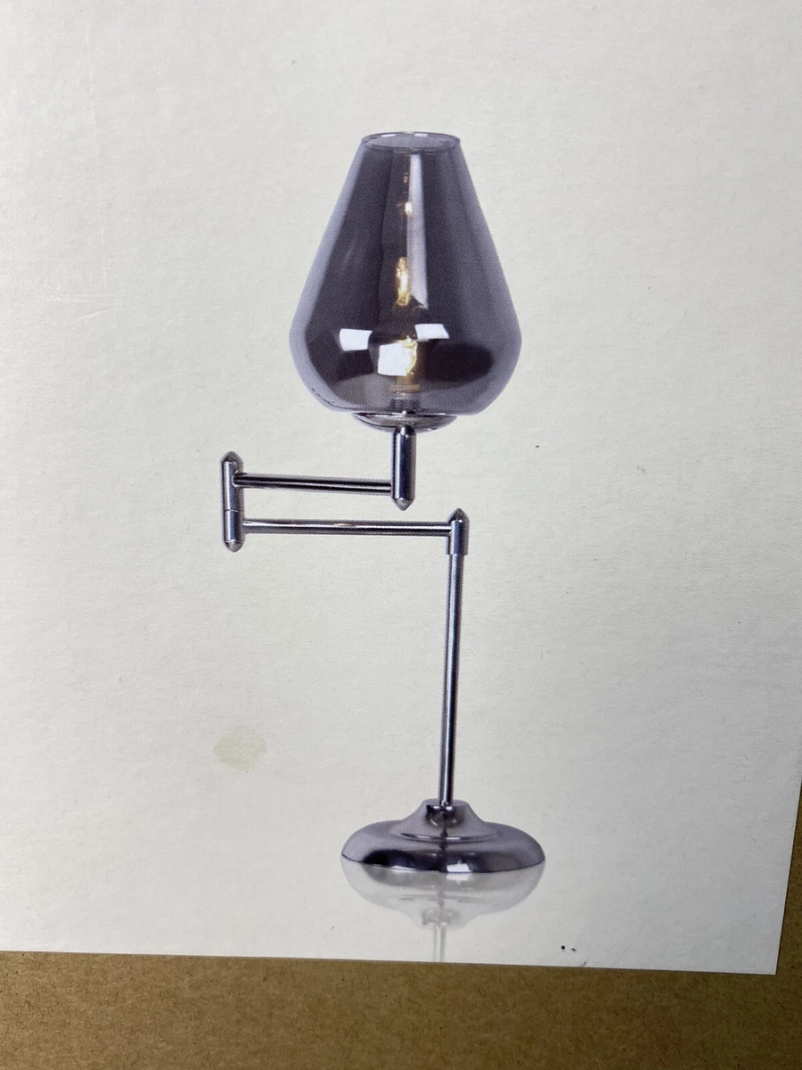 M S Home Cass Table Lamp Polished Nickel Smoke Glass Swing Arm