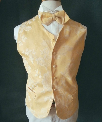 Gilet de mariage garçon DQT tissé floral cachemire page argentée 2-14 ans