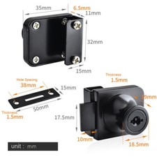 Verrou d'armoire vitrine 2 x clés noires affichage d'armoire pour porte vitrée