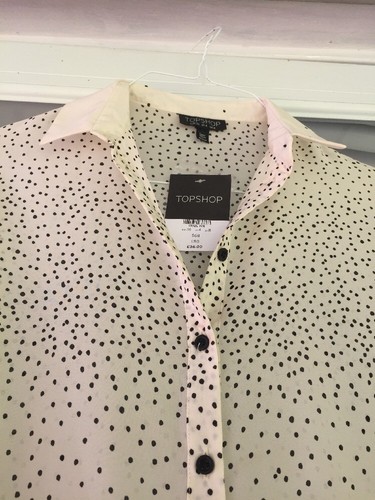 NWT Women's TOPSHOP dot Print Long Sleeve Polyester Blend Blouse Size 4 $68 - Picture 2 of 12