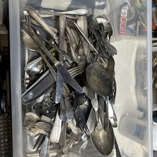 16  lbs. Mixed Lot Silverplate Silverware Flatware Mixed Brands Some Sets