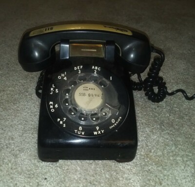 1959 VINTAGE BLACK ROTARY DESK DIAL PHONE WESTERN ELECTRIC BELL