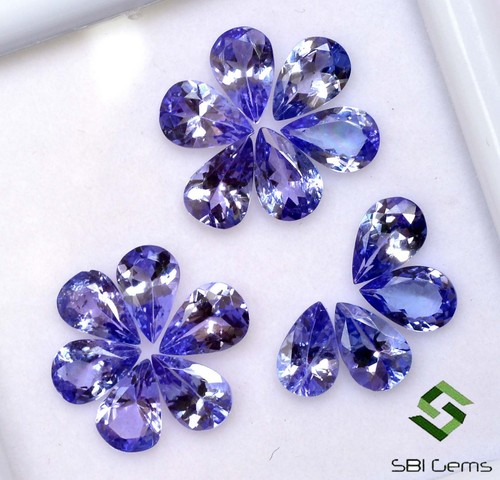 2.75 Cts Natural Tanzanite Pear Cut 6x4 mm Lot 08 Pcs Calibrated Loose Gemstones - Picture 5 of 5