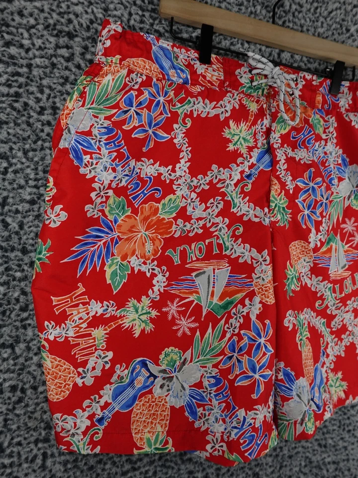 Pantalones Cortos de Natación St John's Bay Alto Riesgo Rojo Aloha Para Hombre Talla XXL Grande Malla Interior Foto 2 de 4
