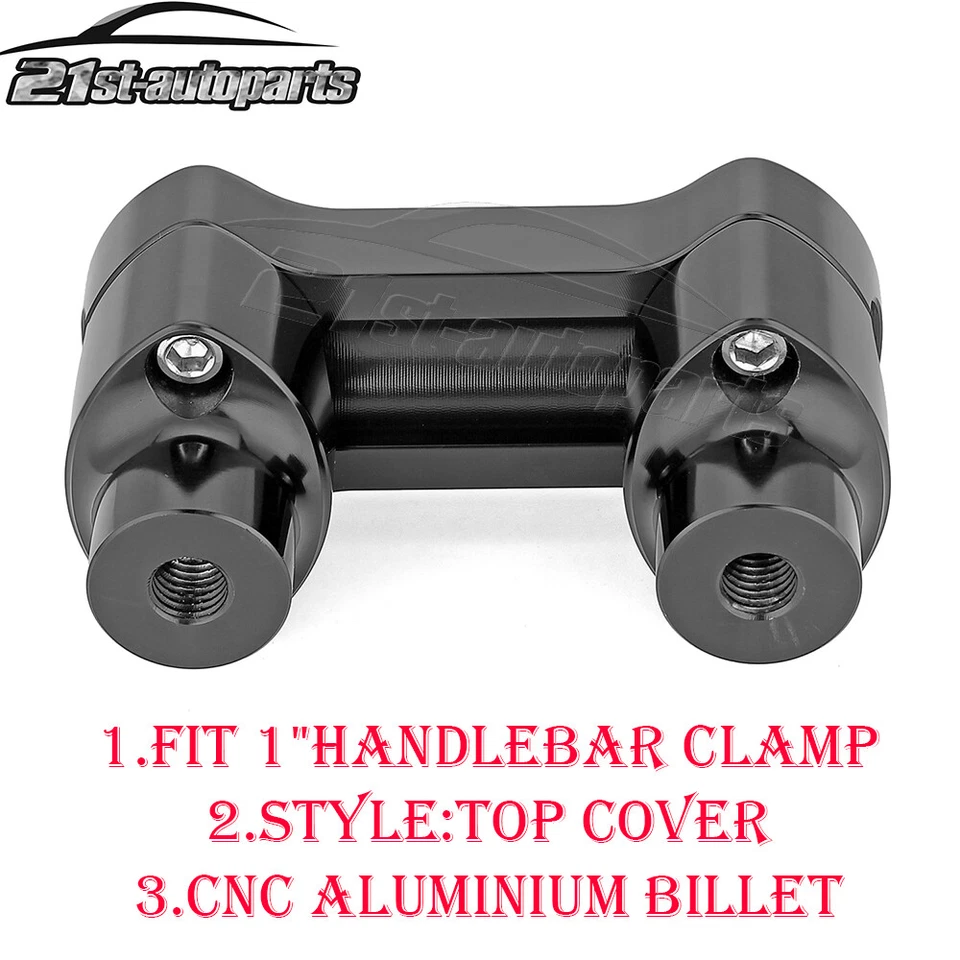 For Harley Dyna Touring Sportster 1" Hefty Handlebar 2" Risers + Top Clamps Kit - Image 3 of 4