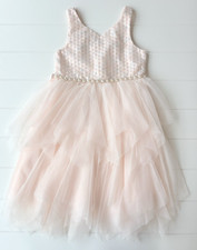 American Princess Girls Party Dress Pink Tulle Sequin Pearl Size 10 Flower Girl