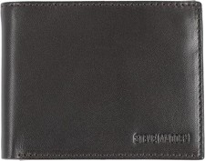 Steve Madden Men's Slim Leather Wallet Brown Extra Capacity Attached Flip Pocket