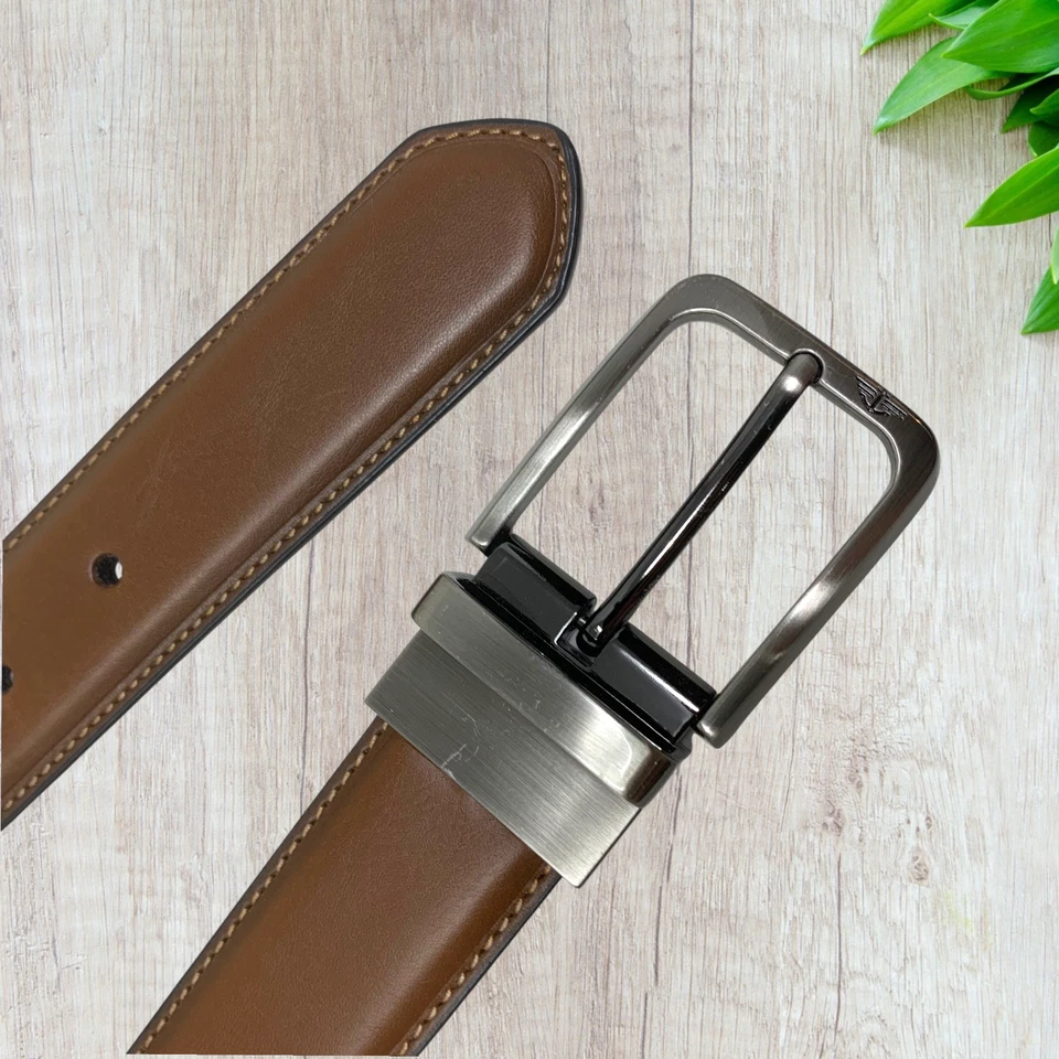 Dockers коричневый и черный двусторонний платье ремень мужской размер 38 веган кожи никель - Изображение 4 из 4