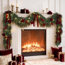 9FT Pre-Lit Christmas Cedar Garland with Lights and Ornaments Holiday Decor