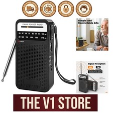 Small Radios Portable AM FM Transistor radios 2AA Battery Operated with Black