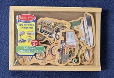 Melissa  Doug Wooden Vehicle Magnets In A Wood Box 20 Pieces Ages 2 NEW