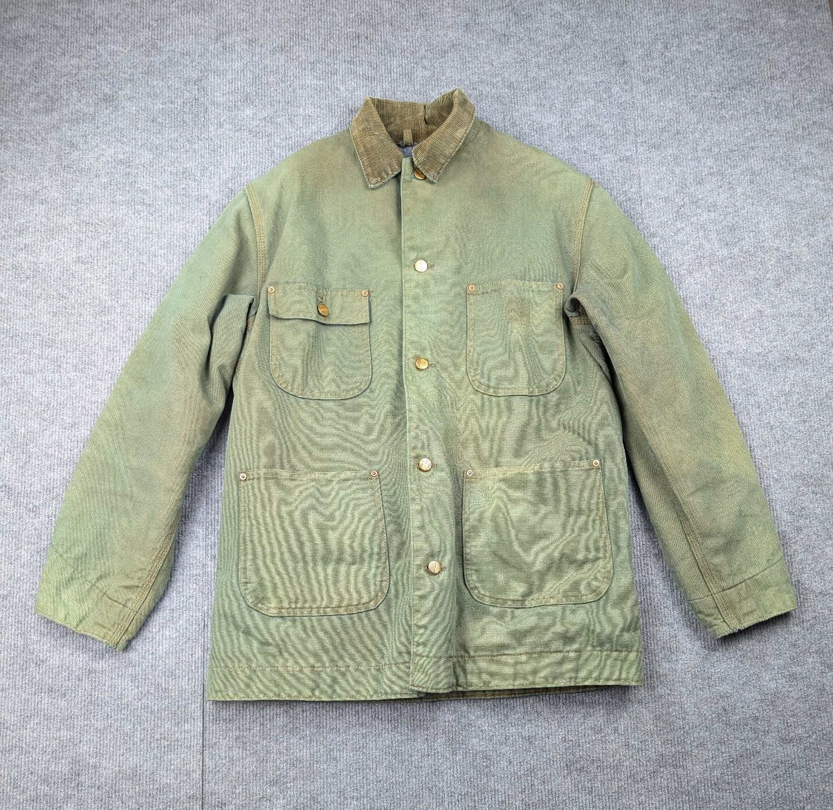 Carhartt Blanket Lined Coat Mens Medium Duck Canvas C02 DKB Chore Vintage Green