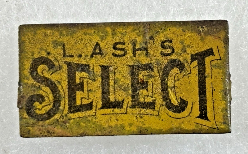 Vintage TOBACCO TIN TAG: 1870-1900 - L. Ash's Select