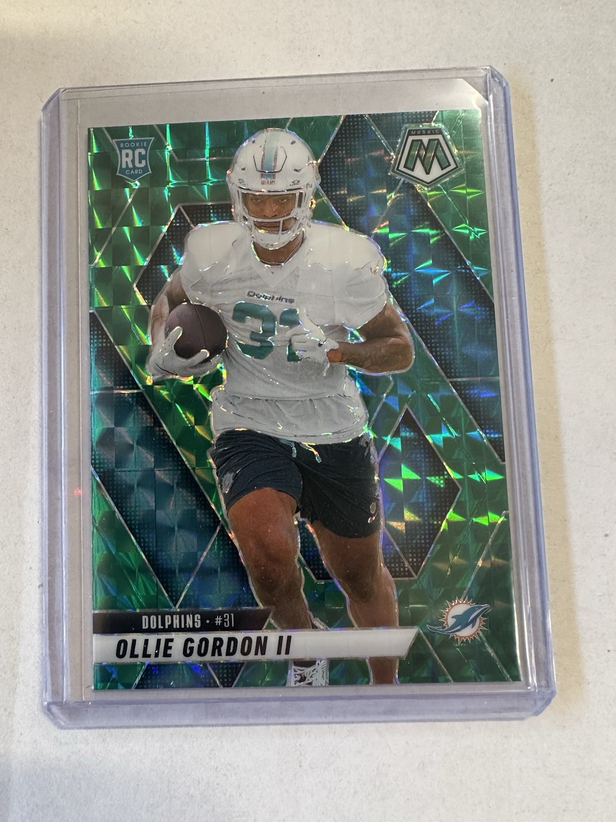 2025 Panini Mosaic Ollie Gordon II Green Prizm #310 RC Rookie Miami Dolphins