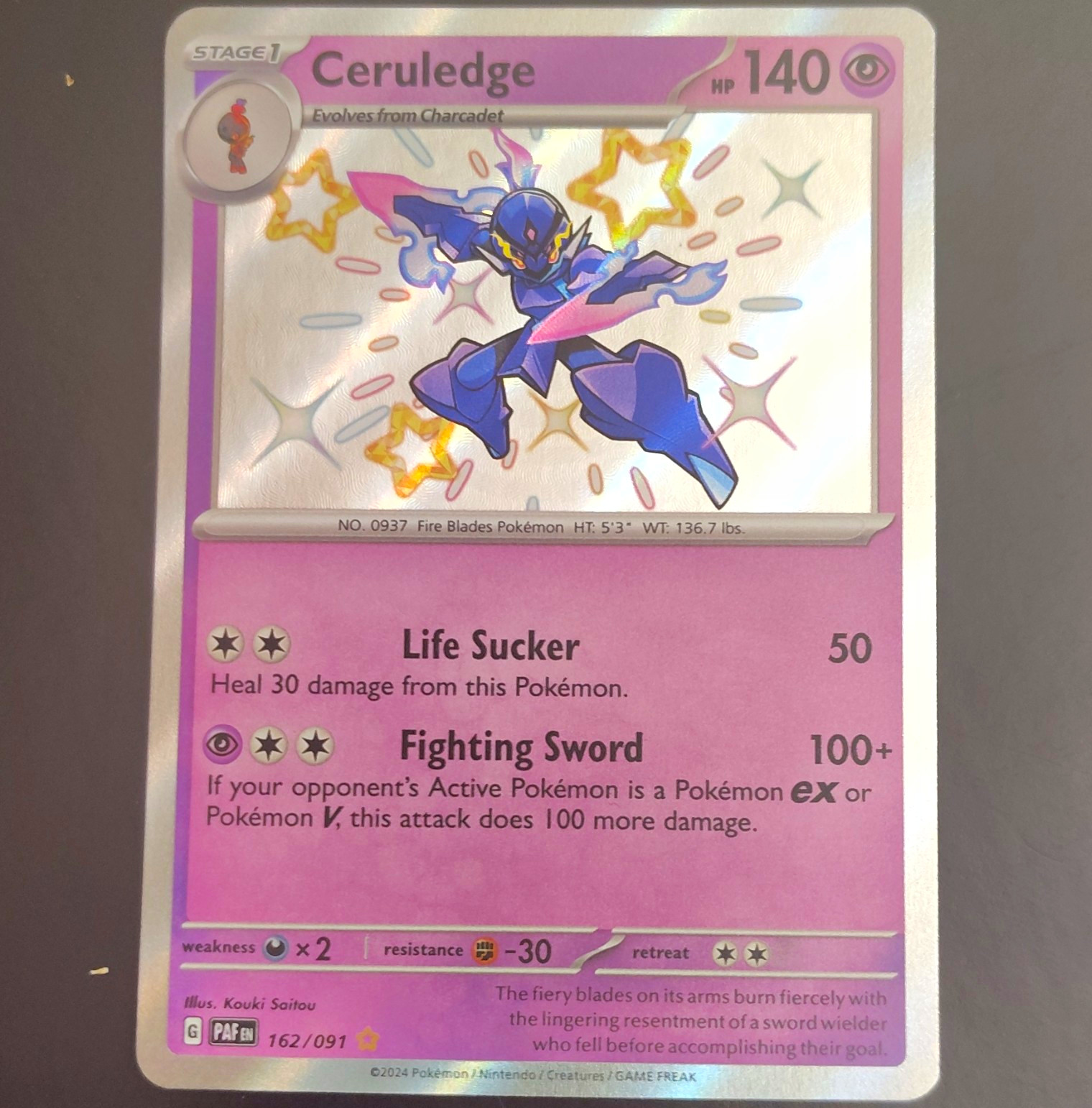 The Pokémon Company Ceruledge 162/091 SV Paldean Fates Holo Shiny Rare 140 HP