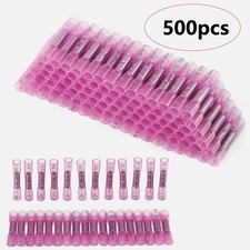 500PCS 22-16AWG Wire Connectors Heat Shrink Butt Waterproof Splice Terminal Red
