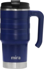 MIRA 20 oz Stainless Steel Travel Car Mug with Handle & Spill Proof Twist On ...