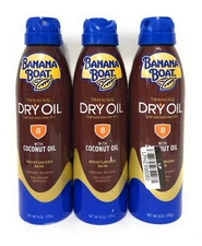 (3) Banana Boat Ultra Mist Dry Oil, Reef Friendly, Clear Sunscreen Spray, SPF 8
