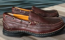 DOCKERS BROWN LEATHER SLIP ON LOAFERS SHOES MENS SZ 9.5