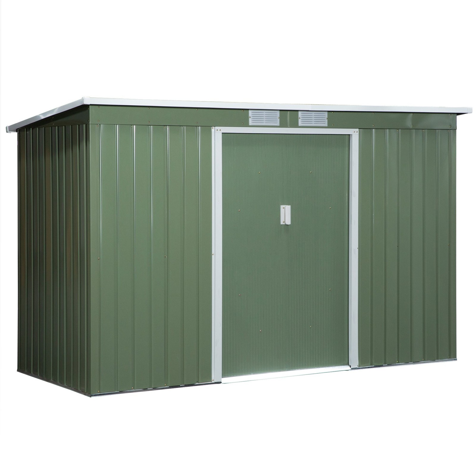 Outsunny 9Ft X 4Ft Corrugated Garden Metal Storage Shed - Light Green - Image 2