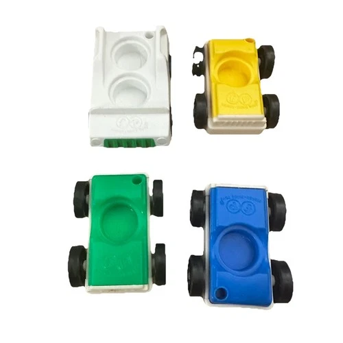 Vintage Fisher Price Little People Cars Vehicles Lot 4 Green Yellow White Blue