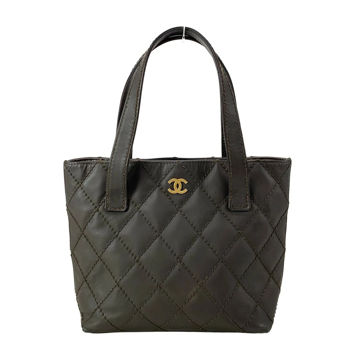 Chanel Wild Stitch Tote Dark Brown Lambskin with Matte Gold Hardware Pre-Owned  