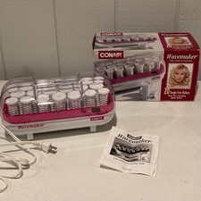 CONAIR Wavemaker Hot Rollers HS16 120V 20 Tangle-Free Rollers w CLIPS Tested