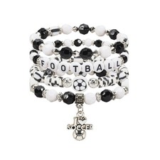 Soccer Beaded Bracelet Set Stackable Sport Stretch Bracelets with Charms