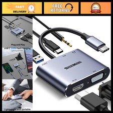 5-in-1 USB C Hub Adapter, 4K HDMI VGA, 100W PD, USB 3.0, Audio Jack, Compatible