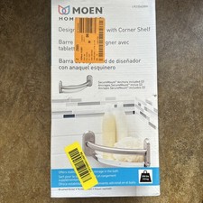 NEW Moen Home Care Designer Grab Bar w/ Corner Shelf BRUSHED NICKEL - LR2354DBN
