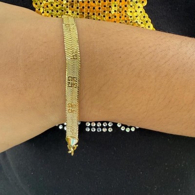 アクセサリー Givenchy Chain Bracelet Gold Vintage Vintage Givenchy Herringbone Chain Bracelet Logo Pattern Gold Tone