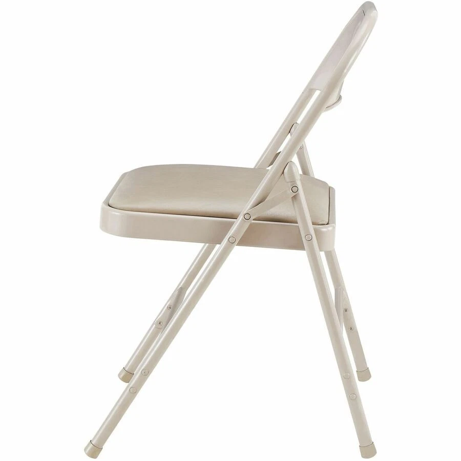 Lorell Steel Folding Chair - Steel Beige Seat - Back - Steel Beige Frame - 19.4" - Image 3 of 4