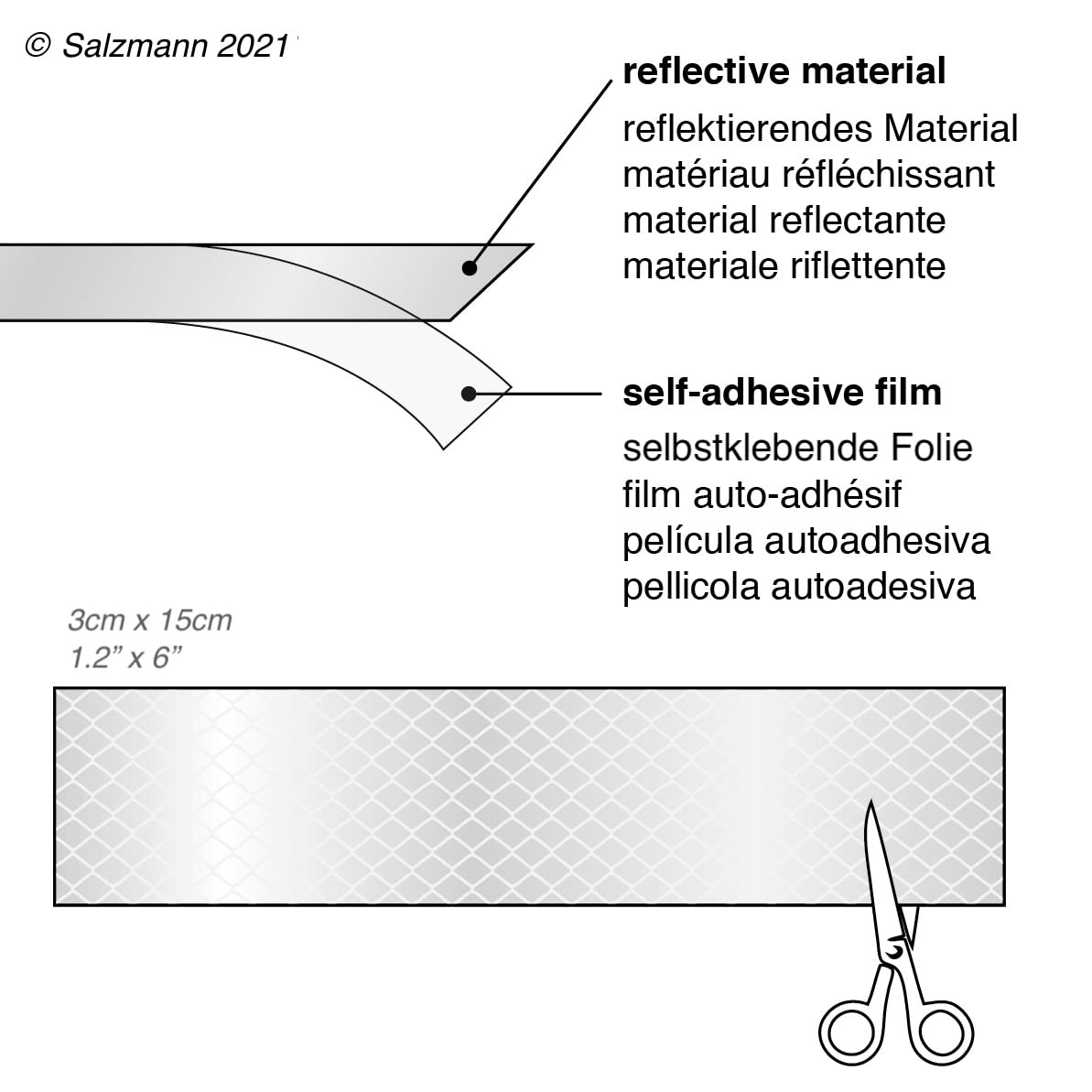 Salzmann Diamond Grade Reflective Sticker, 4pcs, Waterproof, All ...