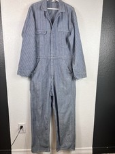 Vintage Sears Denim Blue Herringbone Work Coveralls Long Sleeve Sz 40