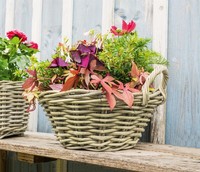 Rattan Pflanzkorb Blumenkorb Koobo Grey Rund Grau, Blumentopf BlumenküBel Garten