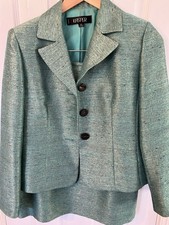 NWOT Kasper Green Shimmering Fabric Career Holiday Suit Blazer /Pencil Skirt