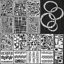 15 PCS Geometric Stencils for 8.0 x 10.0 inches, x White