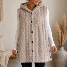 Soft Plush Hooded Sleeveless Hooded Vest 2XL ...
