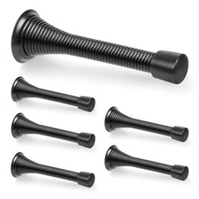 6 Pack Black Spring Door Stops, 3-1/4" Heavy Duty Wall Mount Door Stoppers, Flex