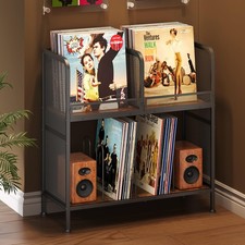 Vinyl Record Storage with 2 Tier, Record Holder Up to 260 Albums, Vintage Rec...