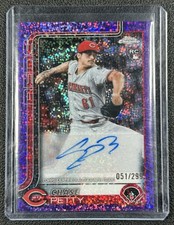 CHASE PETTY 2025 TOPPS CHROME UPDATE AUTO PURPLE SPECKLE REFRACTOR RC 51/299